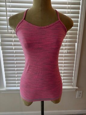 lululemon athletica Heathered Pink Slim Strappy Tank with built in bra